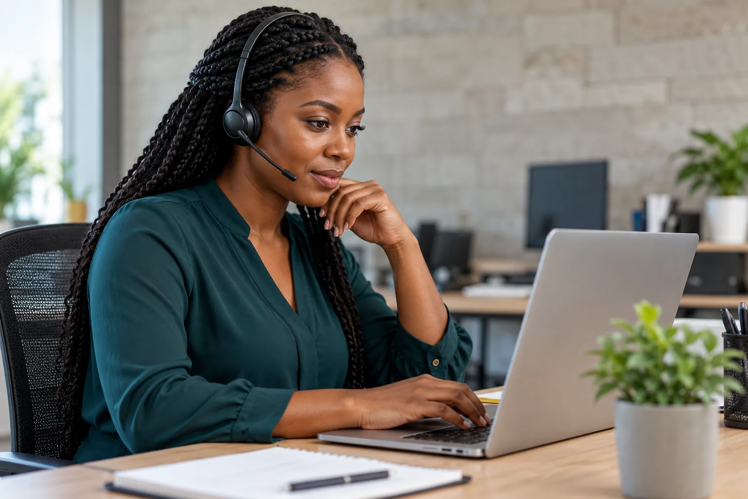 Software support professional reviewing a laptop