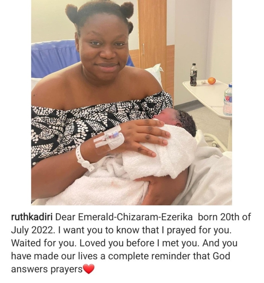 Ruth Kadiri welcomes her second child